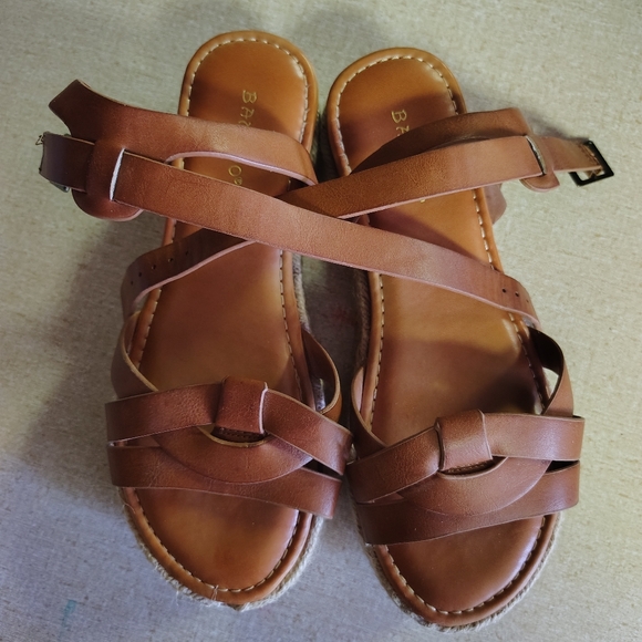 Brown Bamboo Platform Sandals size 7 - Picture 4 of 4